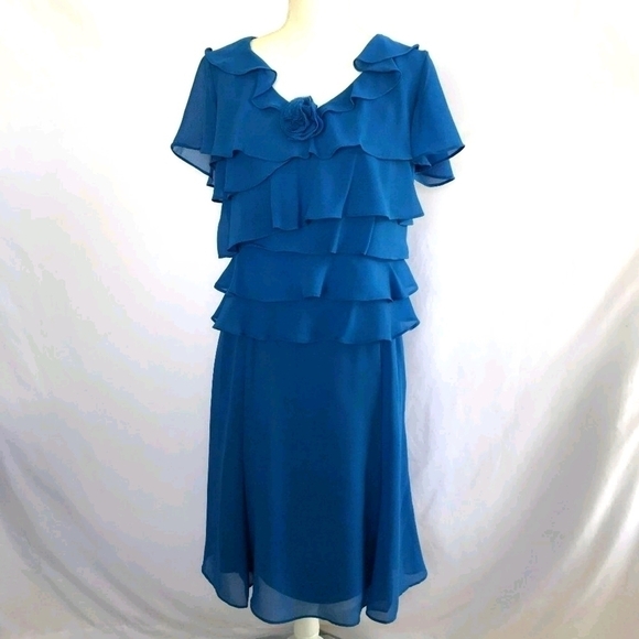 Danny & Nicole Blue Ruffle 2pc Top/skirt - Picture 1 of 8